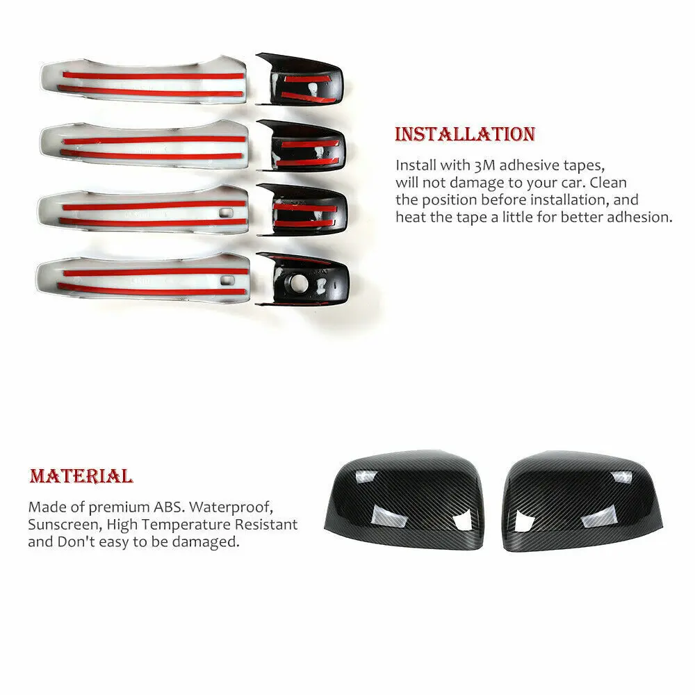 For 2011-2021 Jeep Grand Cherokee WK2 10x Door Handle Cover Rearview Mirror Shell Trim - Image 7
