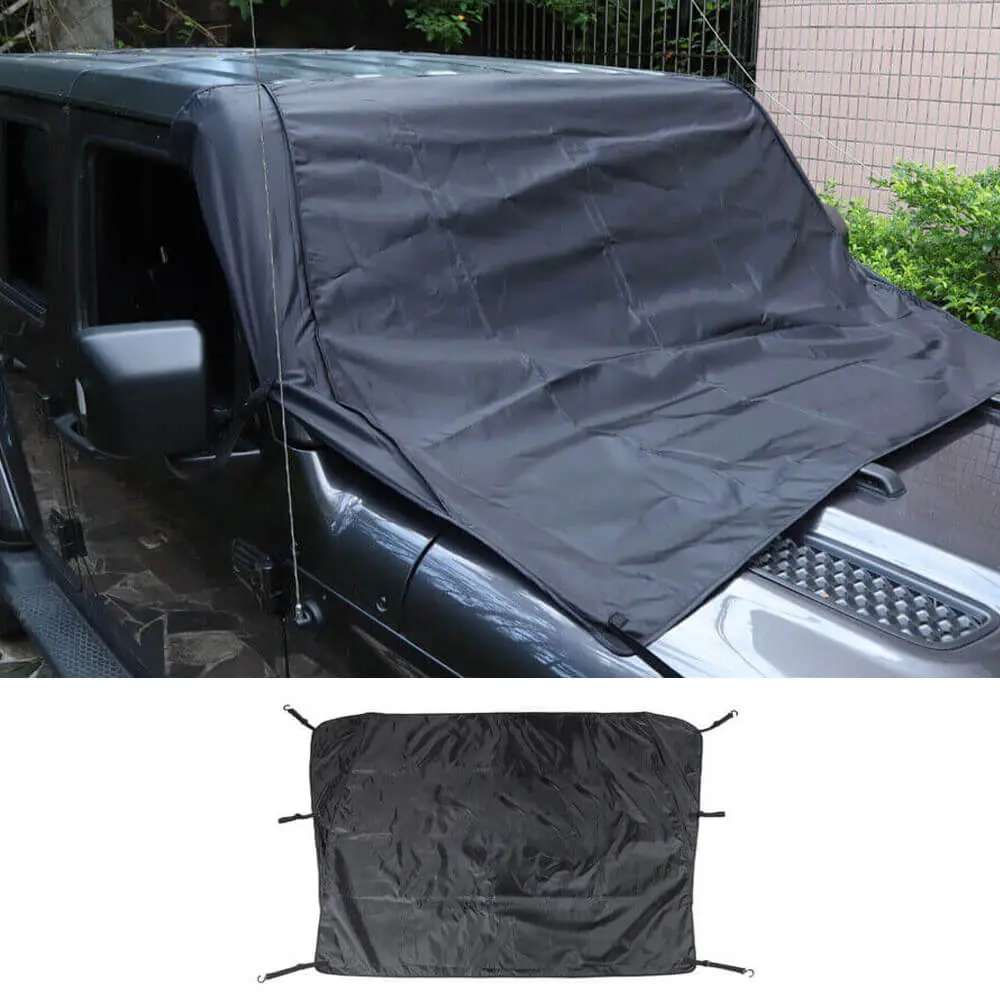 For Jeep Wrangler TJ JK JL JT Front Windshield Snow Shield Cover Waterproof Sun Shade Anti-UV Weather Black