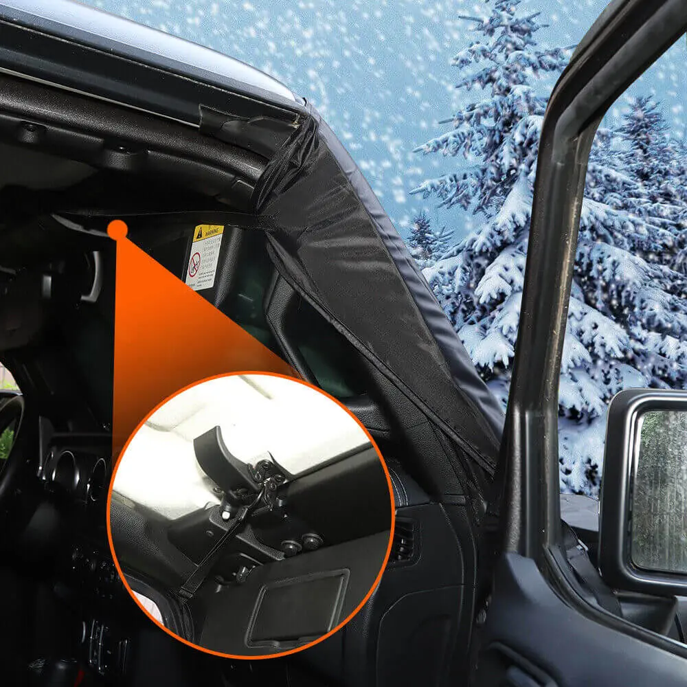 For Jeep Wrangler TJ JK JL JT Front Windshield Snow Shield Cover Waterproof Sun Shade Anti-UV Weather Black - Image 5