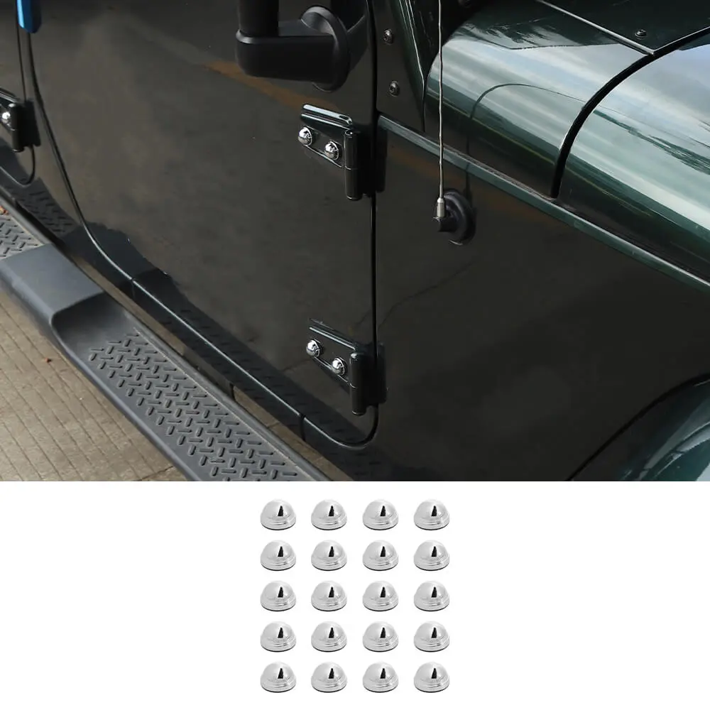 For 2007-2018 Jeep Wrangler JK & Unlimited 4 Door 20PCS Engine Hood Hinge & Door Hinge Screw Cap Trim Covers - Image 7