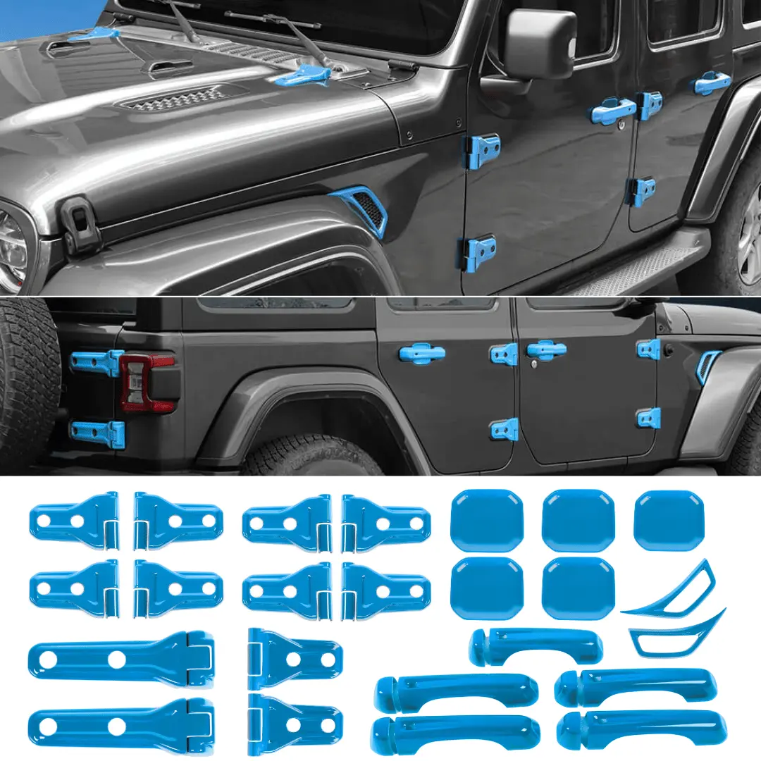 For 2018-2025 Jeep Wrangler JLU 4Door 24PCS Exterior Trim Kits Door & Hood Hinge Covers - Image 14