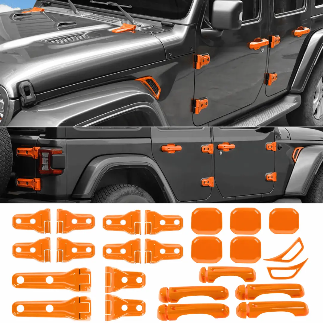 For 2018-2025 Jeep Wrangler JLU 4Door 24PCS Exterior Trim Kits Door & Hood Hinge Covers - Image 22