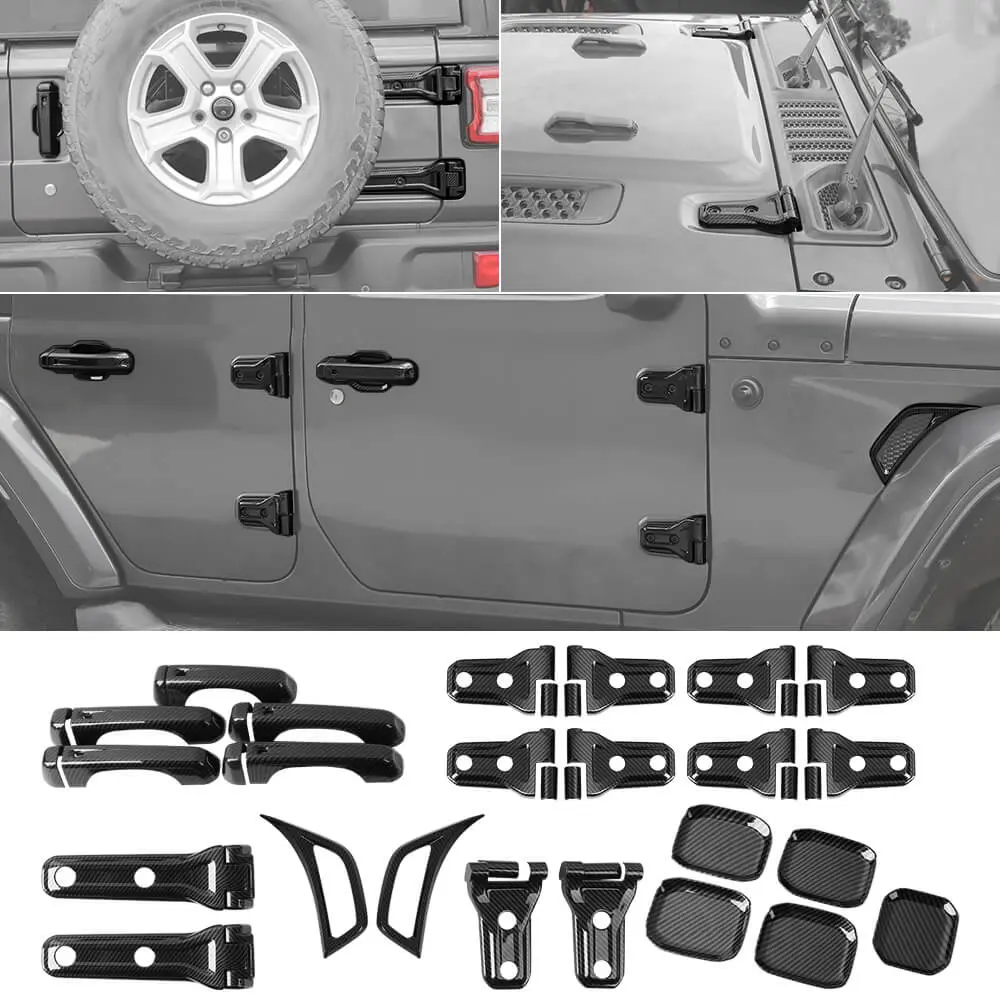 For 2018-2025 Jeep Wrangler JLU 4Door 24PCS Exterior Trim Kits Door & Hood Hinge Covers - Image 28