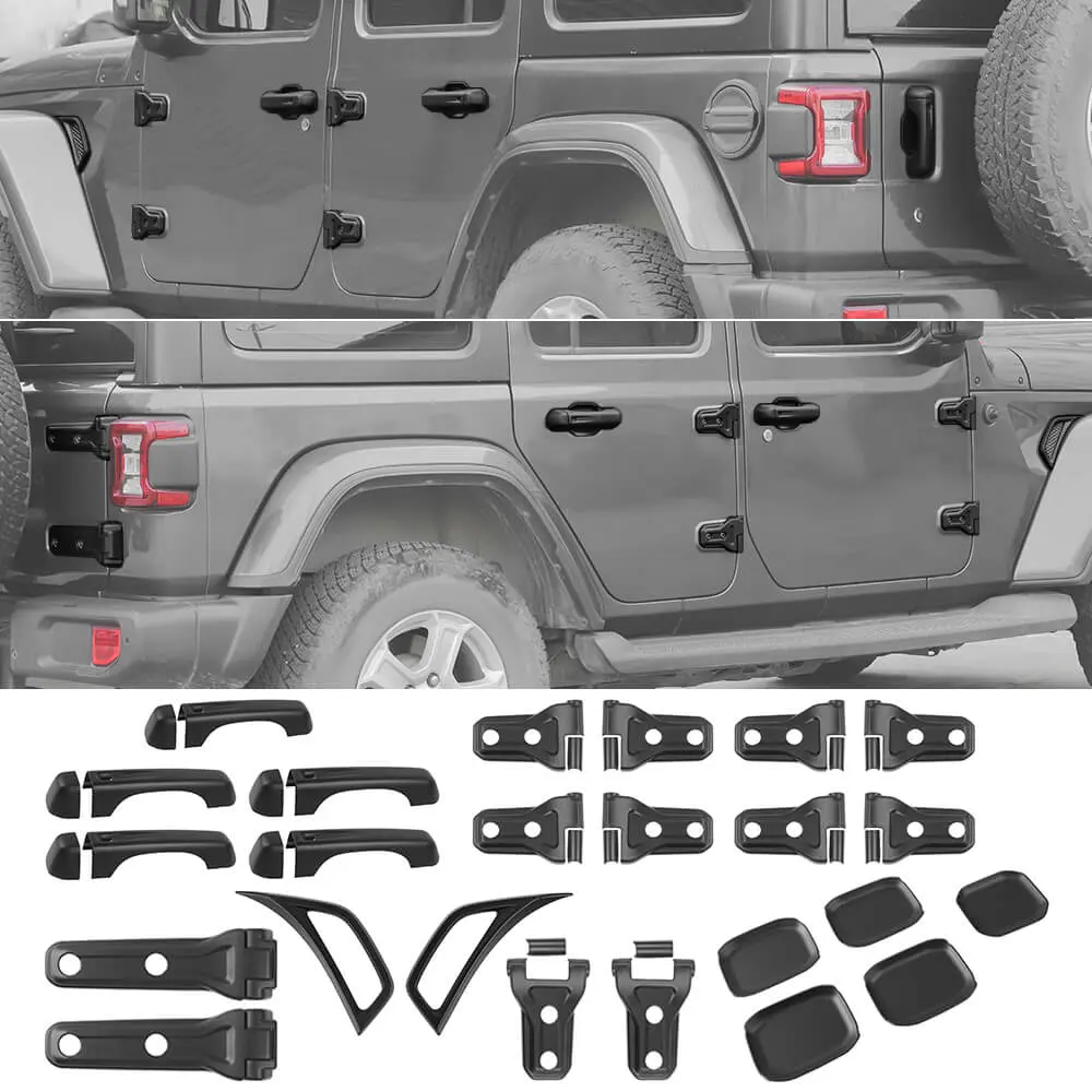 For 2018-2025 Jeep Wrangler JLU 4Door 24PCS Exterior Trim Kits Door & Hood Hinge Covers - Image 30