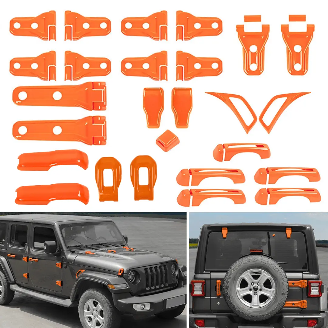 For 2018-2025 Jeep Wrangler JL 4-Door – 26PCS Exterior Hood, Door, Tailgate Hinge & Handle Trim Cover Kit - Image 23