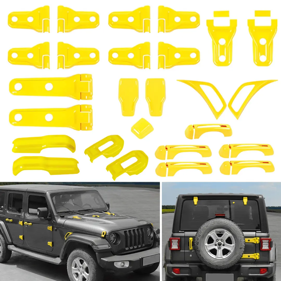 For 2018-2025 Jeep Wrangler JL 4-Door – 26PCS Exterior Hood, Door, Tailgate Hinge & Handle Trim Cover Kit - Image 26