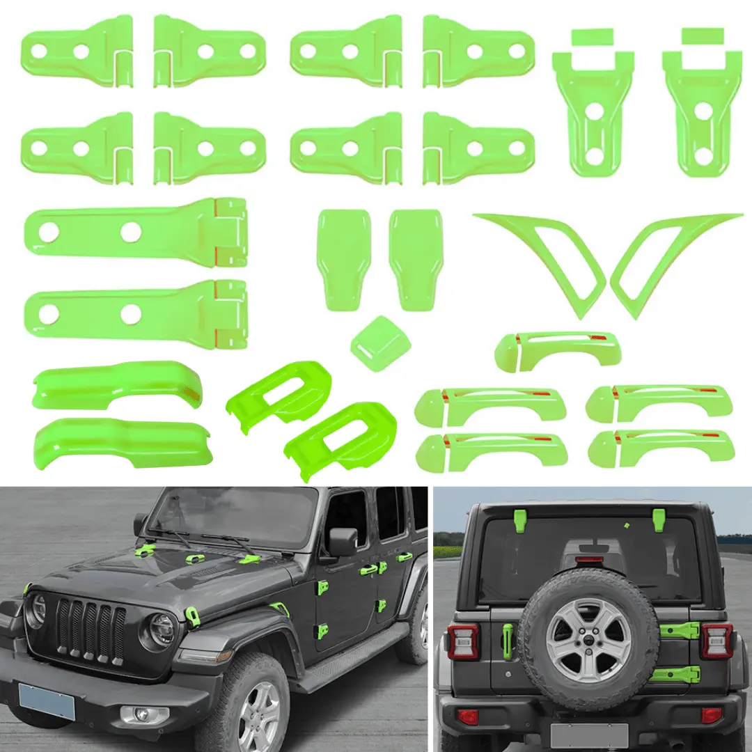For 2018-2025 Jeep Wrangler JL 4-Door – 26PCS Exterior Hood, Door, Tailgate Hinge & Handle Trim Cover Kit - Image 27