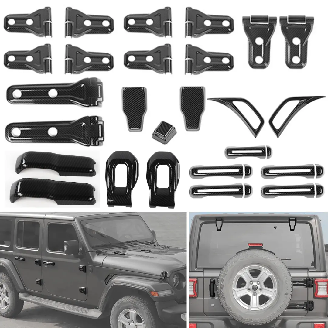 For 2018-2025 Jeep Wrangler JL 4-Door – 26PCS Exterior Hood, Door, Tailgate Hinge & Handle Trim Cover Kit - Image 28