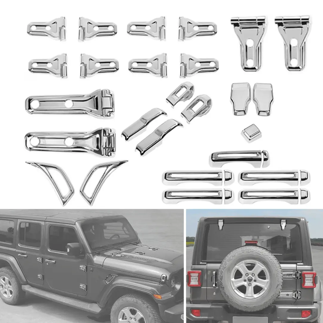For 2018-2025 Jeep Wrangler JL 4-Door – 26PCS Exterior Hood, Door, Tailgate Hinge & Handle Trim Cover Kit - Image 30