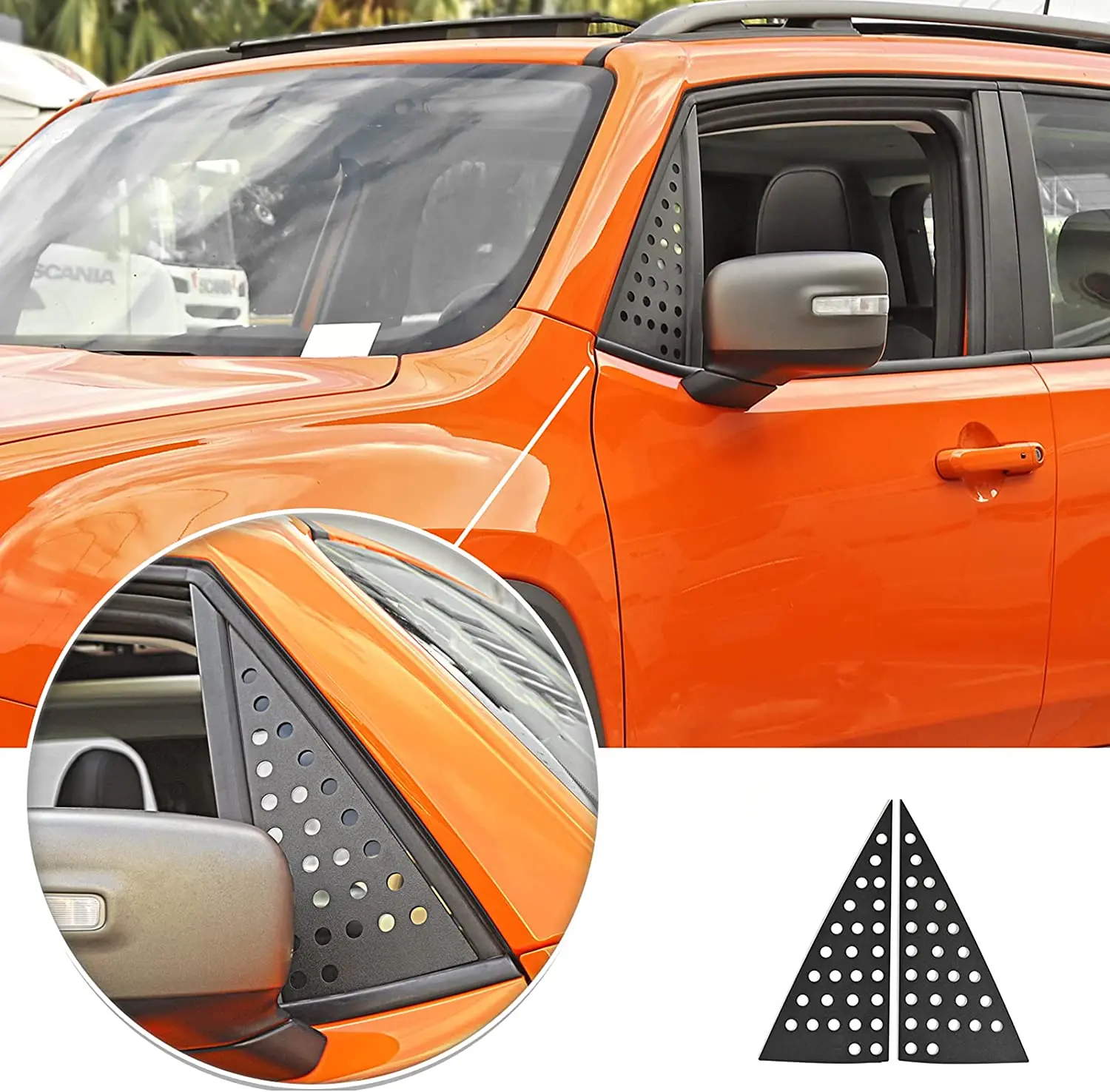 For 2015+ Jeep Renegade 2PCS Car Front Triangle Window Glass Panel Protector Trim Cover