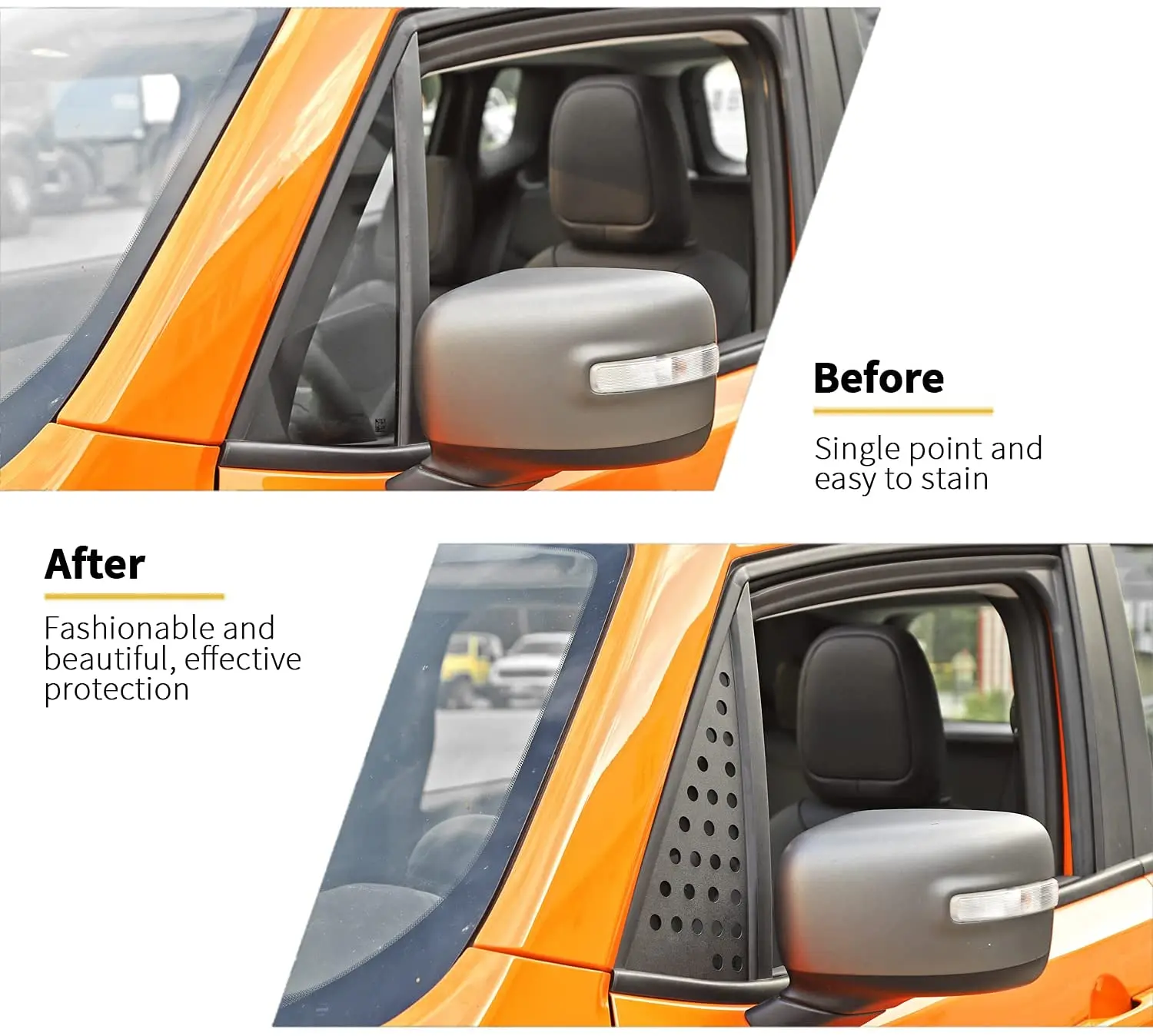 For 2015+ Jeep Renegade 2PCS Car Front Triangle Window Glass Panel Protector Trim Cover - Image 2