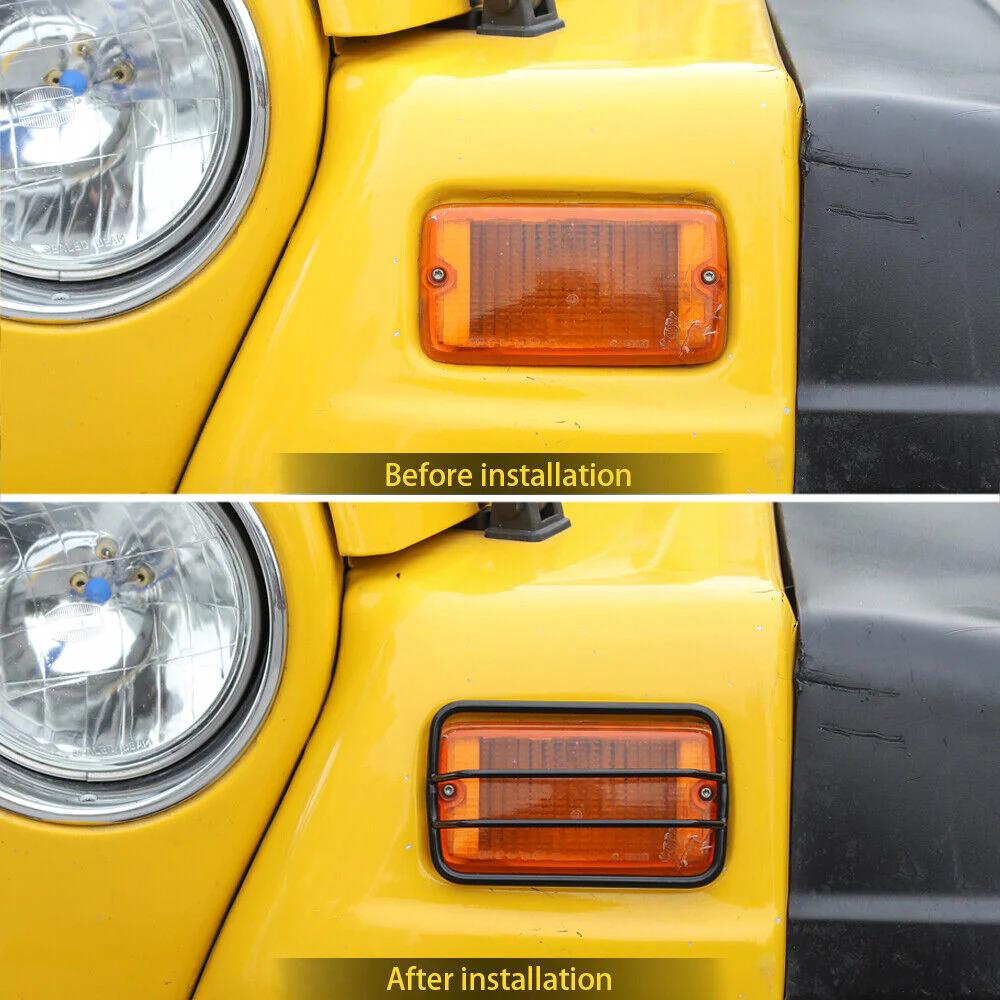 For 1997-2006 Jeep Wrangler TJ 2pcs Wheel Eyebrow Turn Signal Light Guards - Image 2