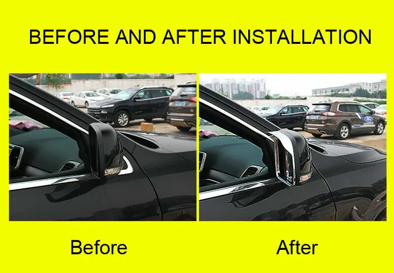 For 2011-2021 Jeep Grand Cherokee WK2 Rearview Mirror Rain Eyebrow Frame Trim 2pcs - Image 2
