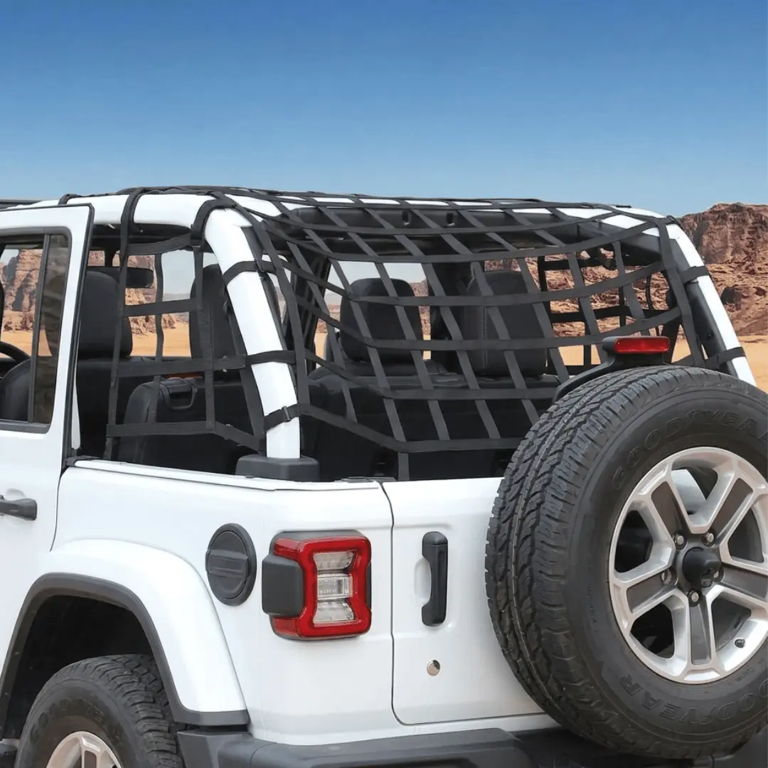 For 2018+ Jeep Wrangler JL 2-Door 3pcs Side Cargo Luggage Mesh Net Kit - Image 3
