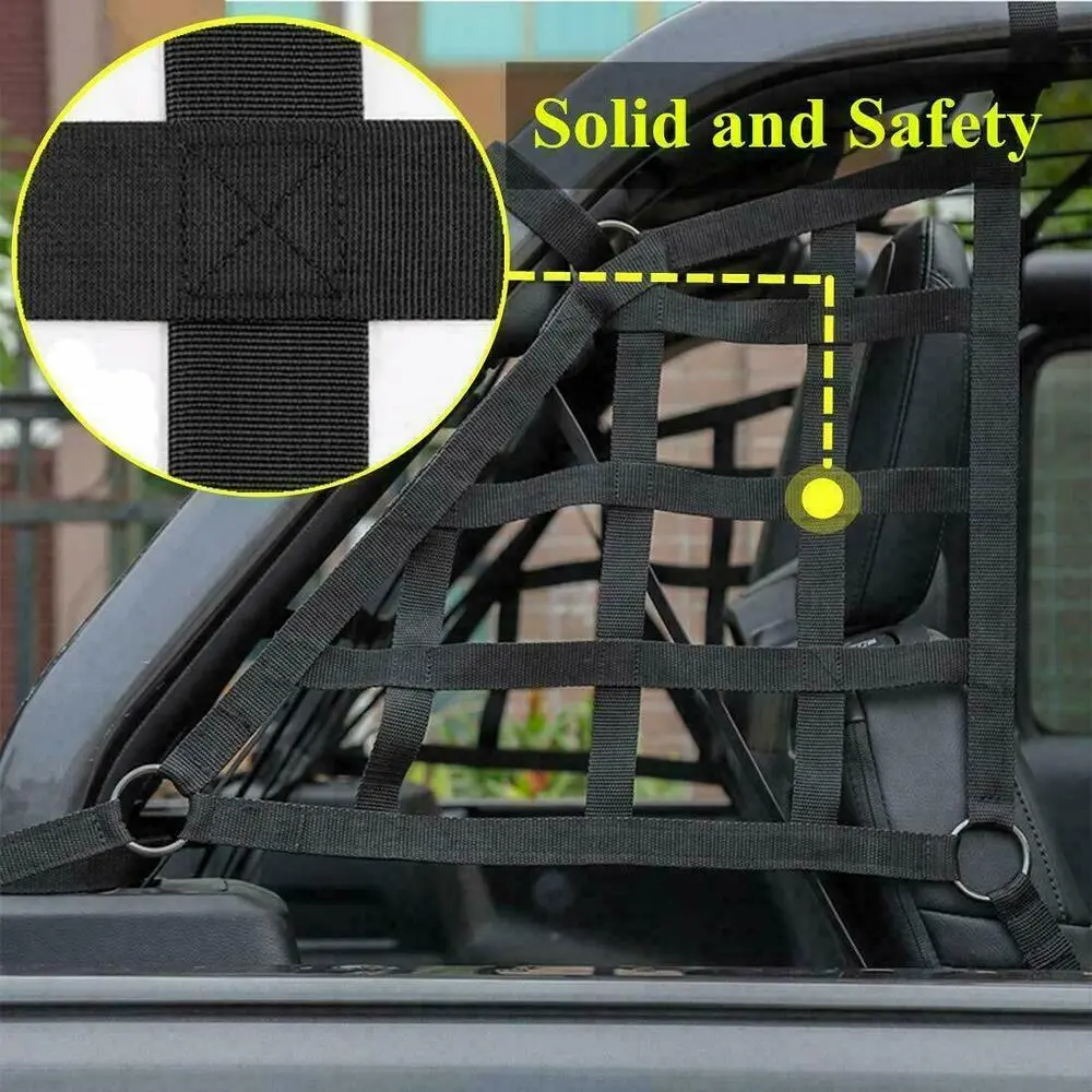 For 2018+ Jeep Wrangler JL 2-Door 3pcs Side Cargo Luggage Mesh Net Kit - Image 4