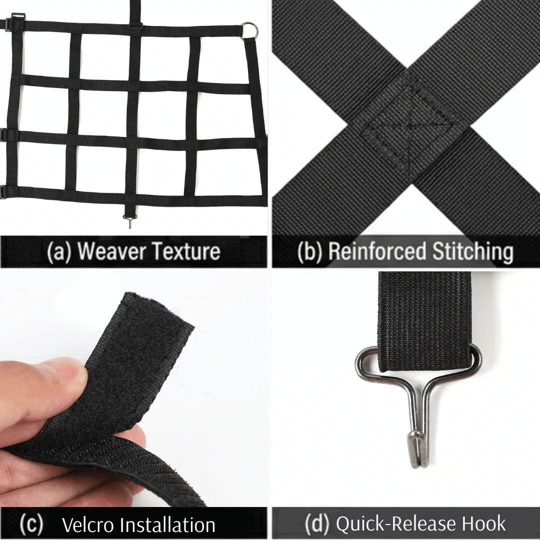 For 2018+ Jeep Wrangler JL 2-Door 3pcs Side Cargo Luggage Mesh Net Kit - Image 6