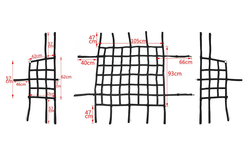 For 2018+ Jeep Wrangler JL 2-Door 3pcs Side Cargo Luggage Mesh Net Kit - Image 8