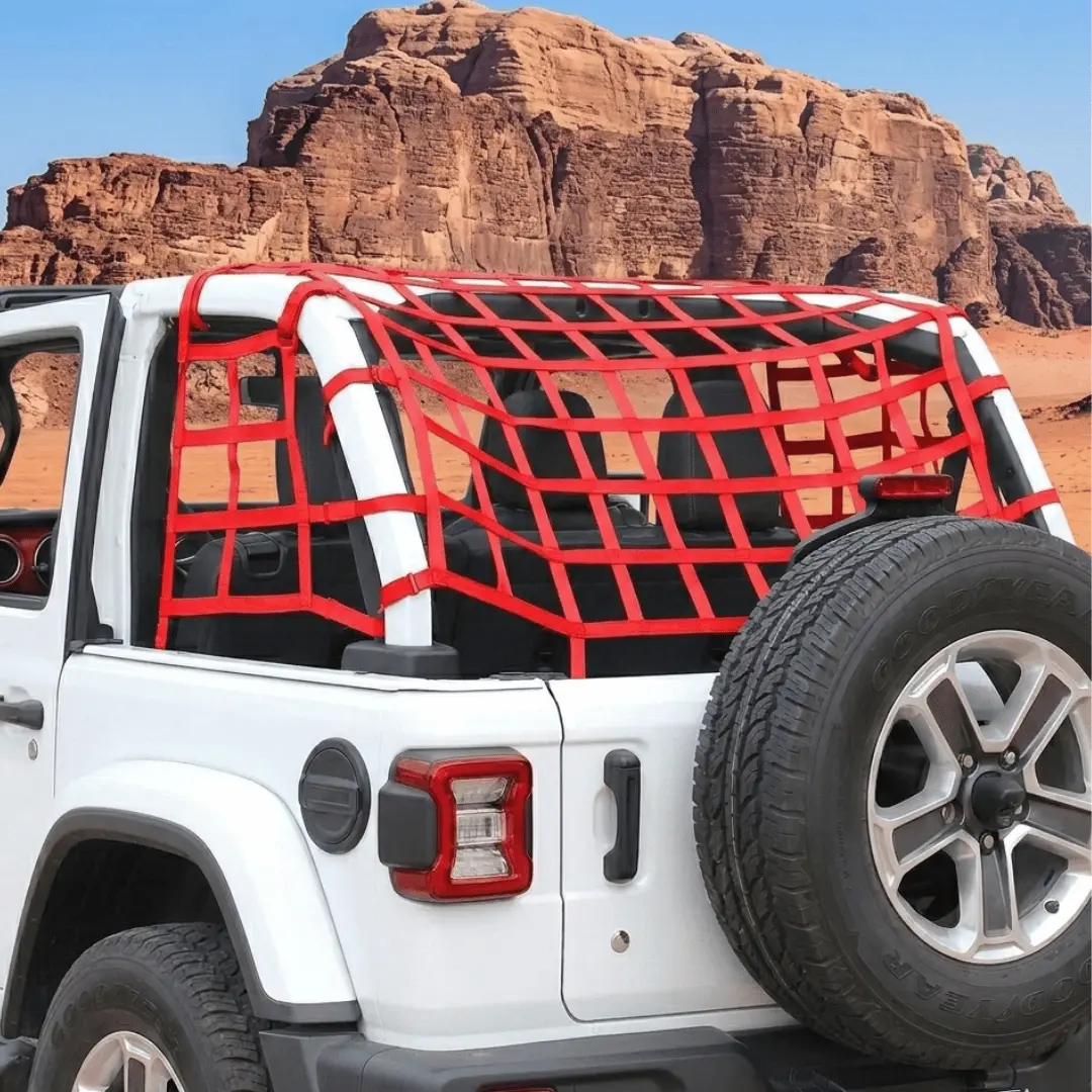For 2018+ Jeep Wrangler JL 2-Door 3pcs Side Cargo Luggage Mesh Net Kit - Image 9