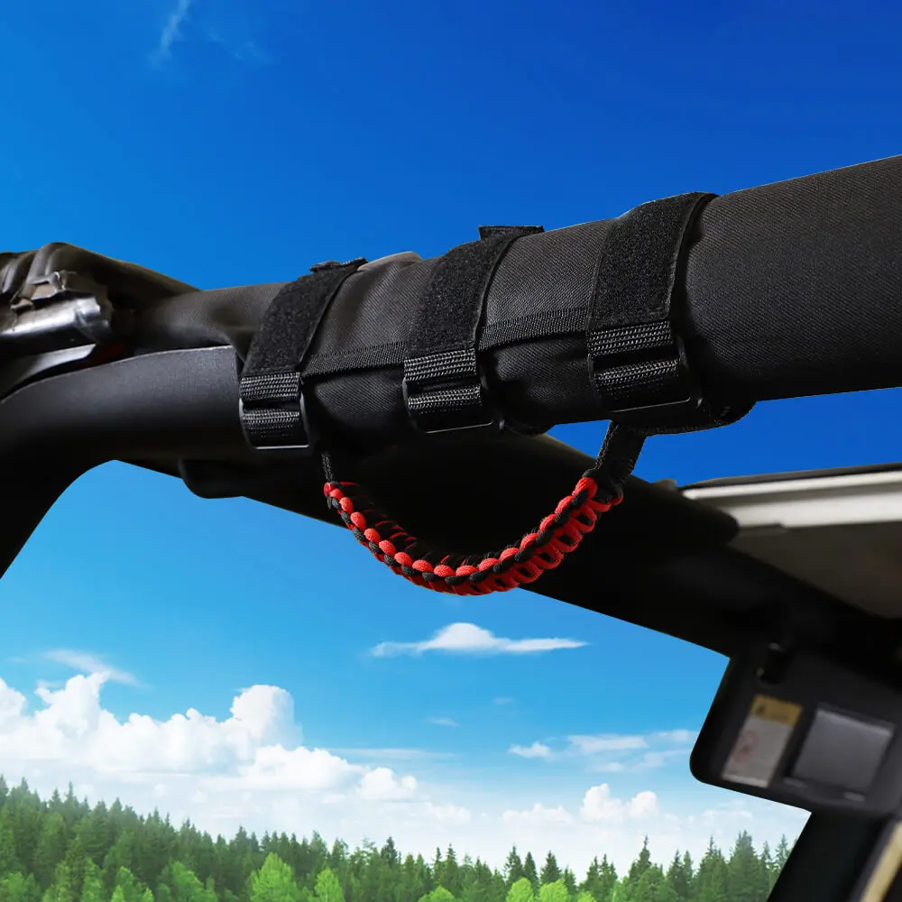 For Jeep Wrangler CJ LJ YJ TJ JK JL & Gladiator JT 4 x Roll Bar Paracord Grab Grip Handle with USA Flag - Image 3