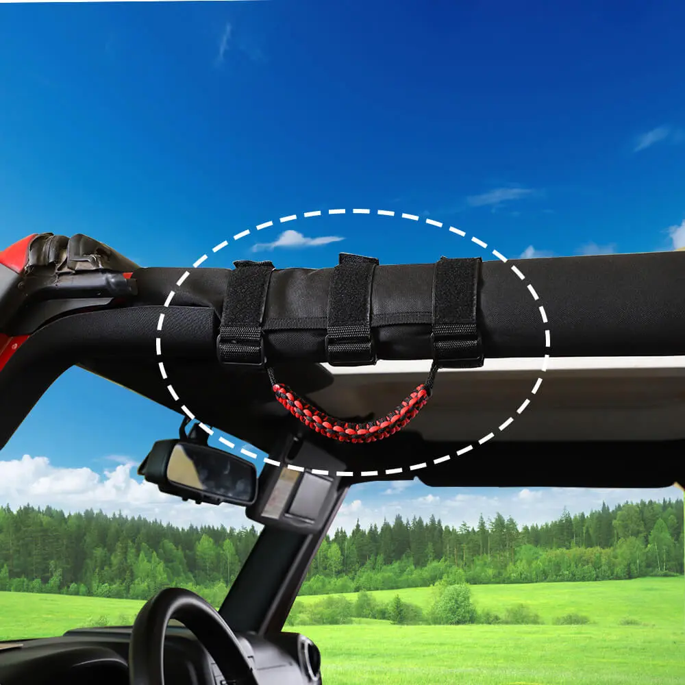 For Jeep Wrangler CJ LJ YJ TJ JK JL & Gladiator JT 4 x Roll Bar Paracord Grab Grip Handle with USA Flag - Image 4