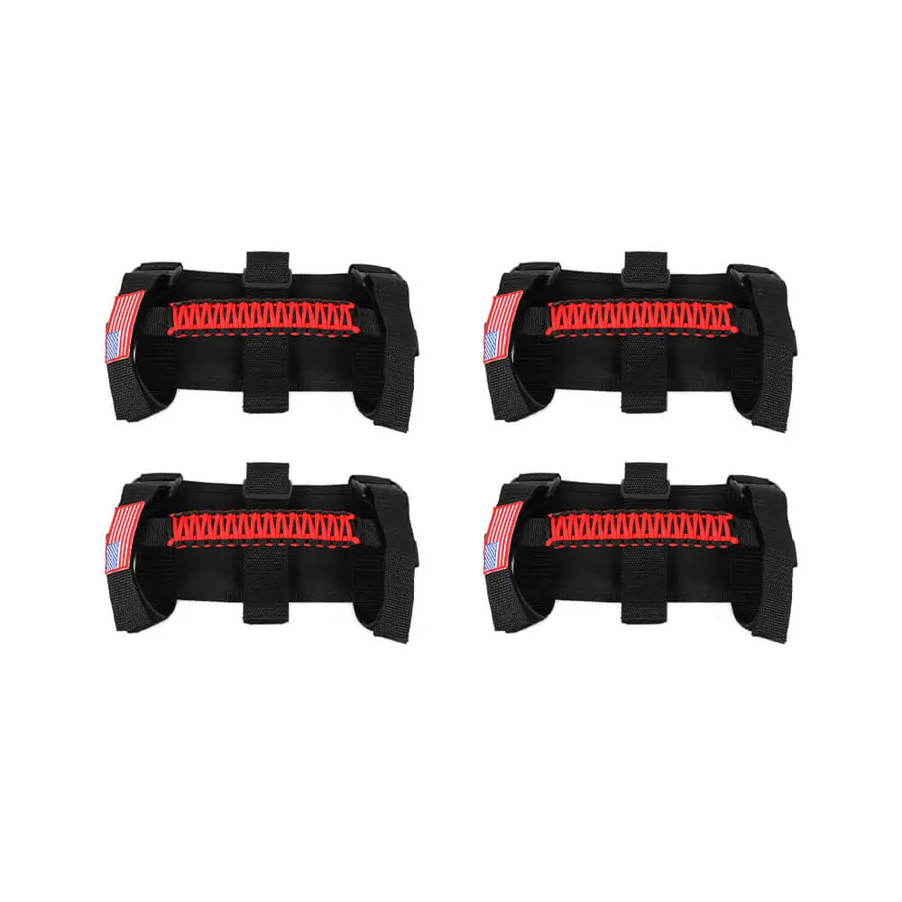 For Jeep Wrangler CJ LJ YJ TJ JK JL & Gladiator JT 4 x Roll Bar Paracord Grab Grip Handle with USA Flag - Image 7