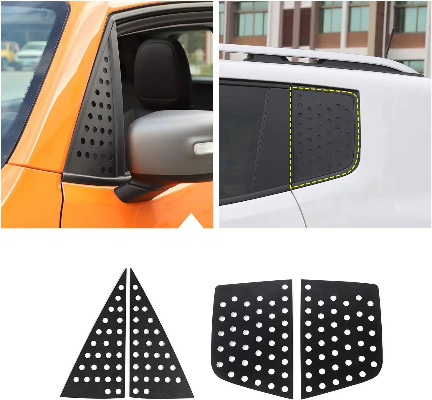 For 2015+ Jeep Renegade Front & Rear Window Triangle Glass Panel Cover Trim 4pcs