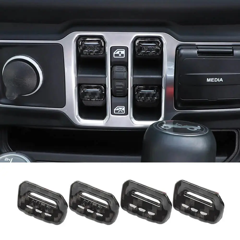 For 2018+ Jeep Wrangler JL JLU Gladiator JT 4PCS Window Switch Button Cover Trim