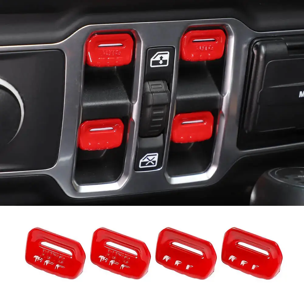 For 2018+ Jeep Wrangler JL JLU Gladiator JT 4PCS Window Switch Button Cover Trim - Image 12