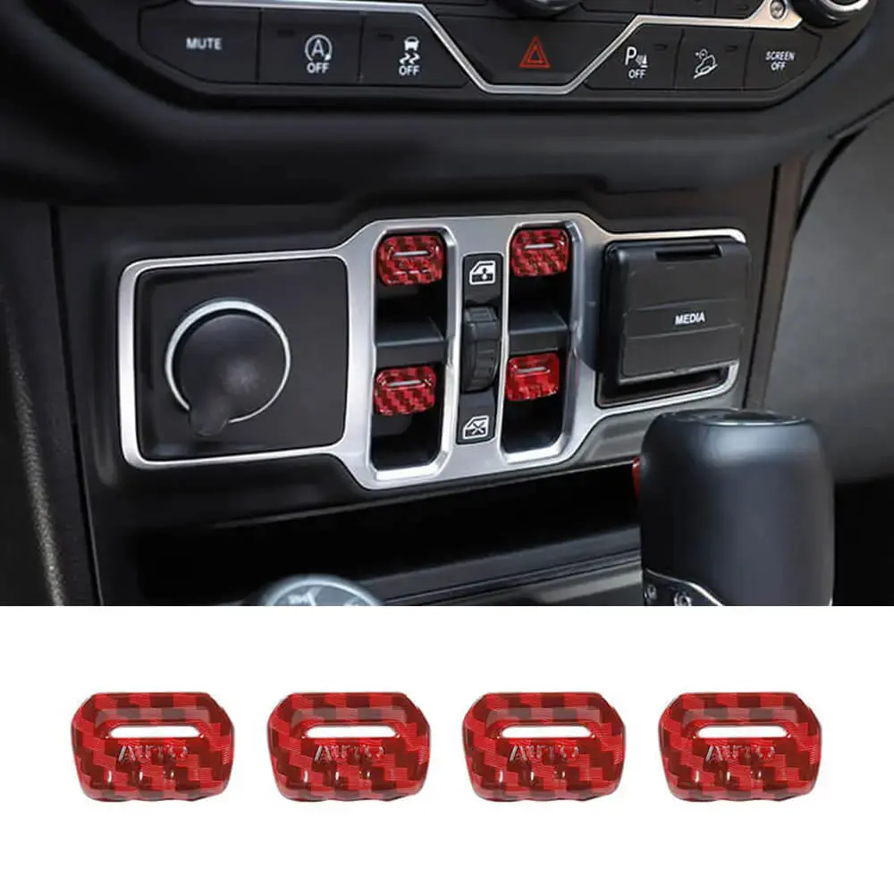 For 2018+ Jeep Wrangler JL JLU Gladiator JT 4PCS Window Switch Button Cover Trim - Image 16