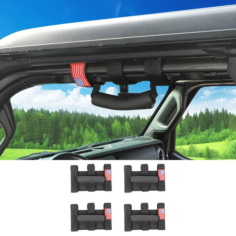 For Jeep Wrangler YJ TJ JK JL JKU 4x Roll Bar Grab Top Handles Grip Wide Oxford - Image 8