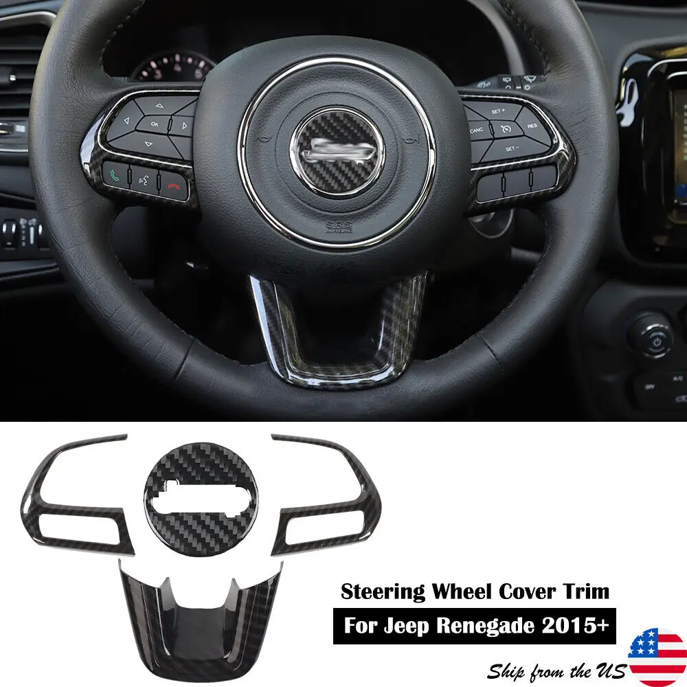 For Jeep Renegade 2015+ & Compass 2017-2025 Steering Wheel Frame Trim Decor Cover 4 Pcs - Image 3