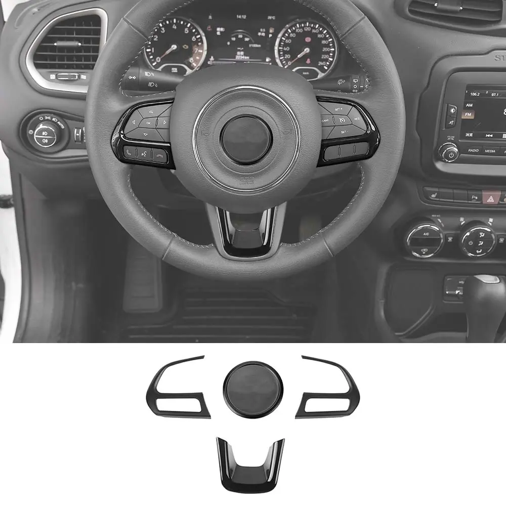 For Jeep Renegade 2015+ & Compass 2017-2025 Steering Wheel Frame Trim Decor Cover 4 Pcs - Image 8
