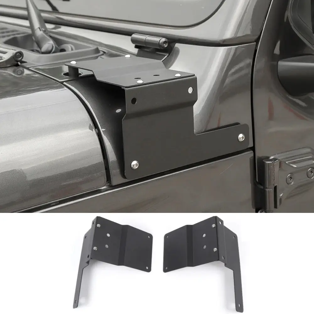 For 2018+ Jeep Wrangler JL JLU, Gladiator JT Car A-Pillar LED Light Mounting Bracket Black 2PCS