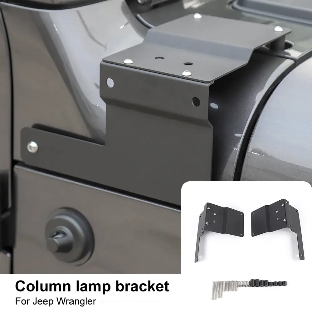For 2018+ Jeep Wrangler JL JLU, Gladiator JT Car A-Pillar LED Light Mounting Bracket Black 2PCS - Image 2