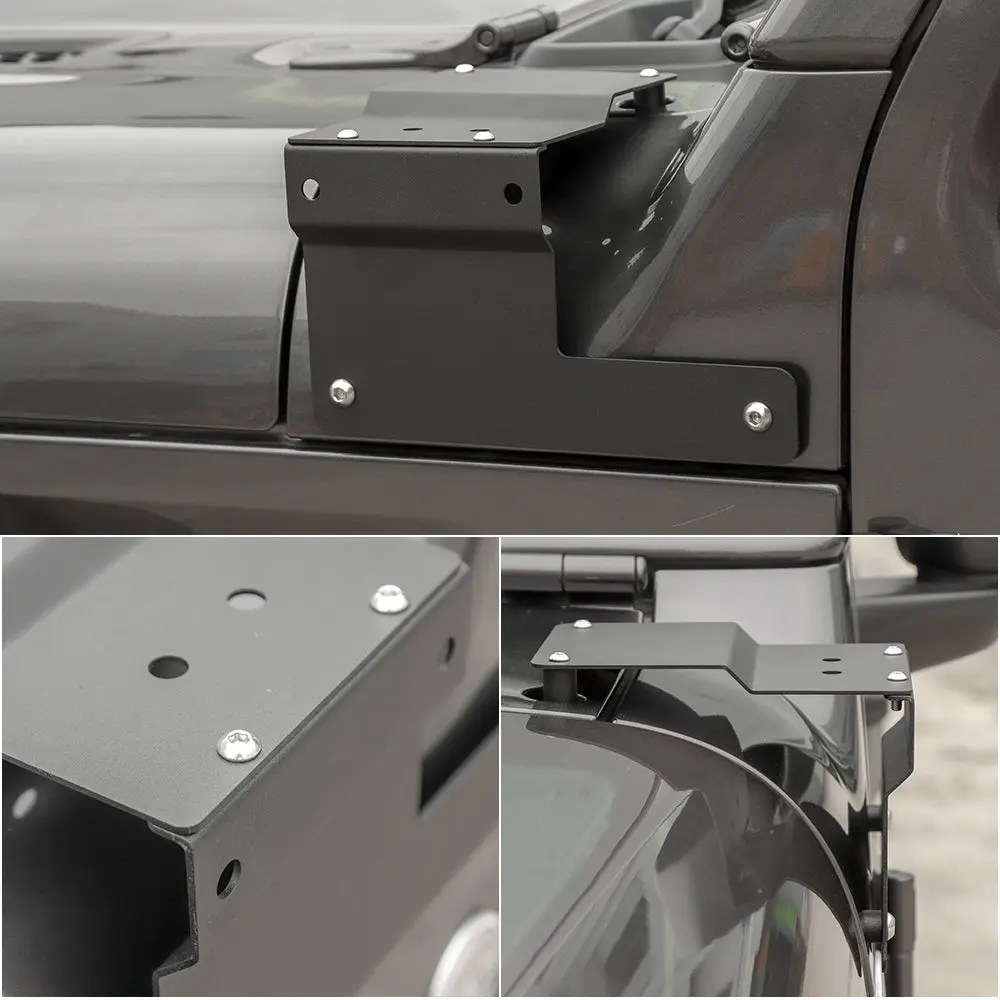 For 2018+ Jeep Wrangler JL JLU, Gladiator JT Car A-Pillar LED Light Mounting Bracket Black 2PCS - Image 5