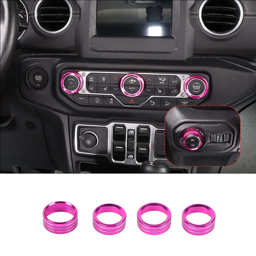 For 2018+ Jeep Wrangler JL JLU & Gladiator JT Climate Control A/C & Headlight Switch Knob Trim – Aluminum Alloy Accent Rings Style A/B/C - Image 17