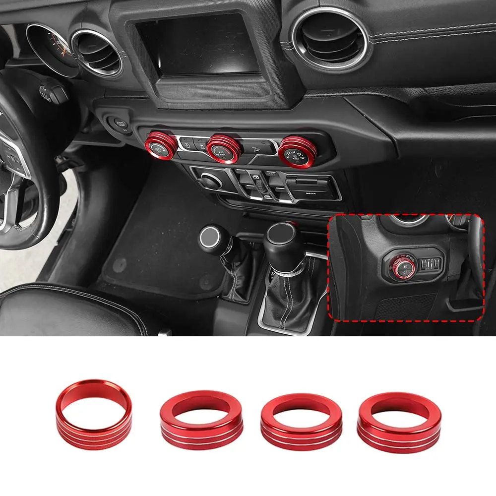 For 2018+ Jeep Wrangler JL JLU & Gladiator JT Climate Control A/C & Headlight Switch Knob Trim – Aluminum Alloy Accent Rings Style A/B/C - Image 22