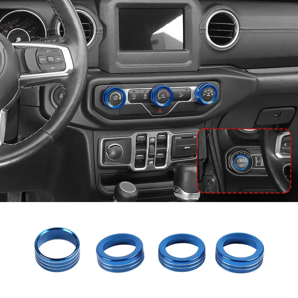 For 2018+ Jeep Wrangler JL JLU & Gladiator JT Climate Control A/C & Headlight Switch Knob Trim – Aluminum Alloy Accent Rings Style A/B/C - Image 23