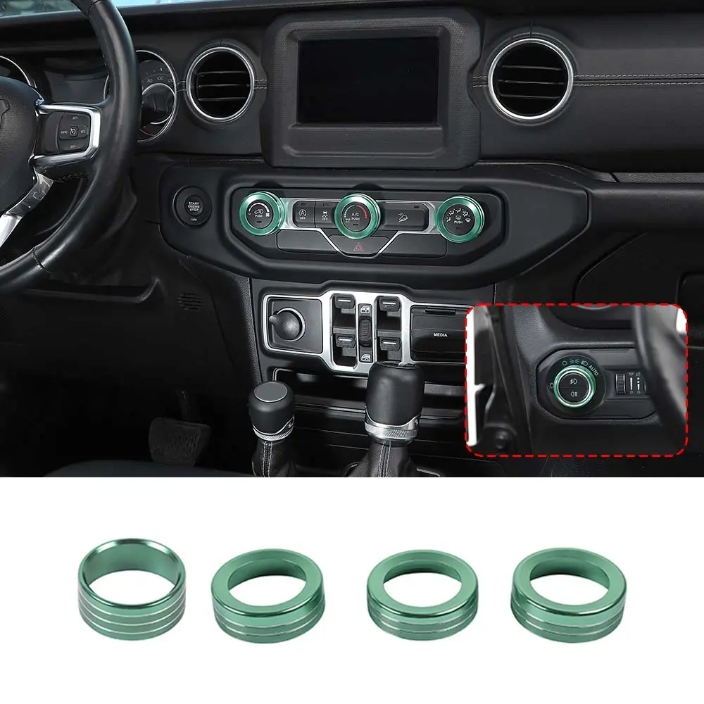 For 2018+ Jeep Wrangler JL JLU & Gladiator JT Climate Control A/C & Headlight Switch Knob Trim – Aluminum Alloy Accent Rings Style A/B/C - Image 24