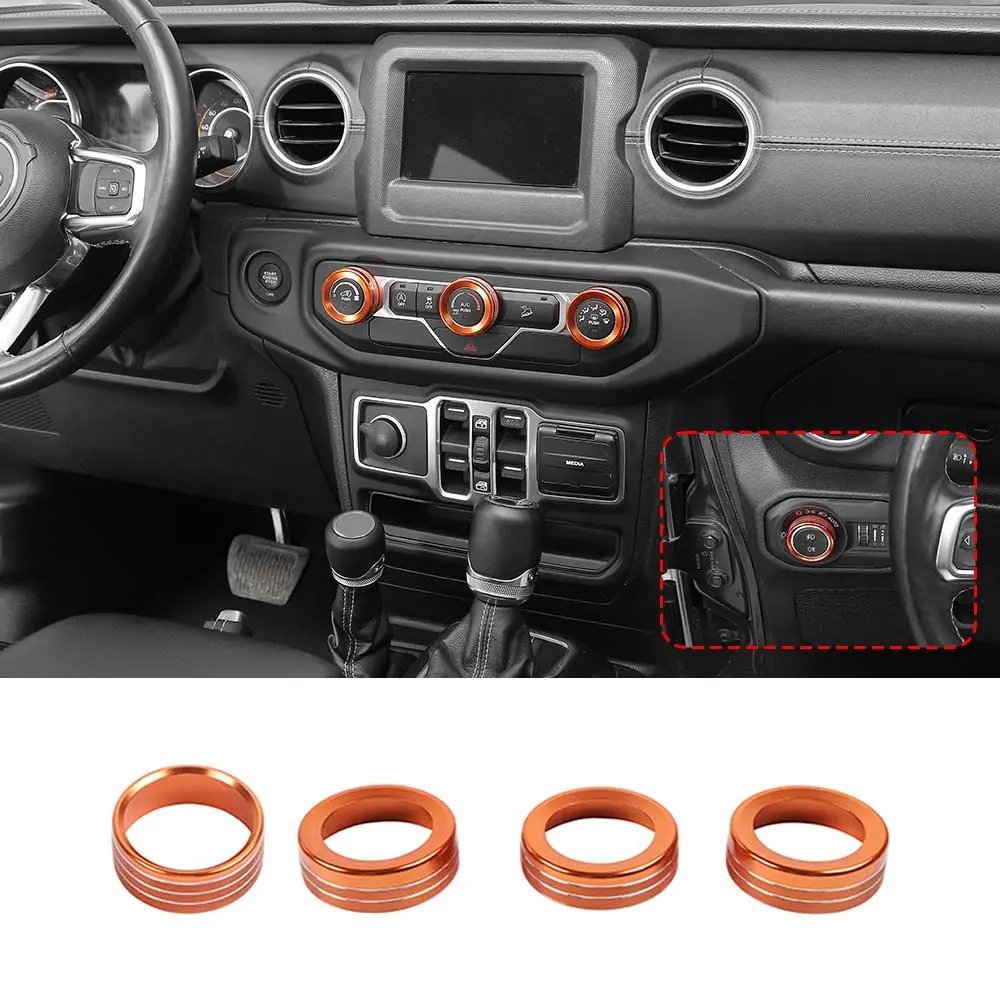For 2018+ Jeep Wrangler JL JLU & Gladiator JT Climate Control A/C & Headlight Switch Knob Trim – Aluminum Alloy Accent Rings Style A/B/C - Image 26