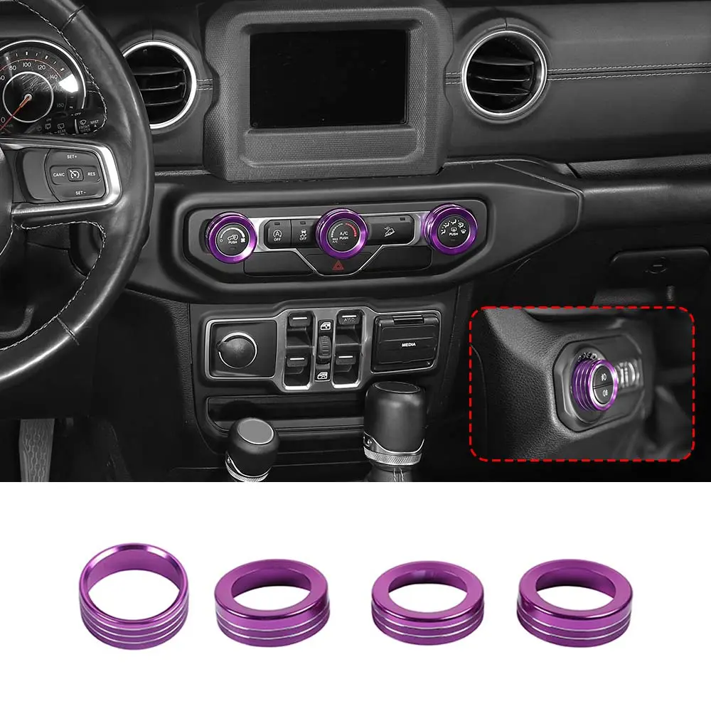 For 2018+ Jeep Wrangler JL JLU & Gladiator JT Climate Control A/C & Headlight Switch Knob Trim – Aluminum Alloy Accent Rings Style A/B/C - Image 27