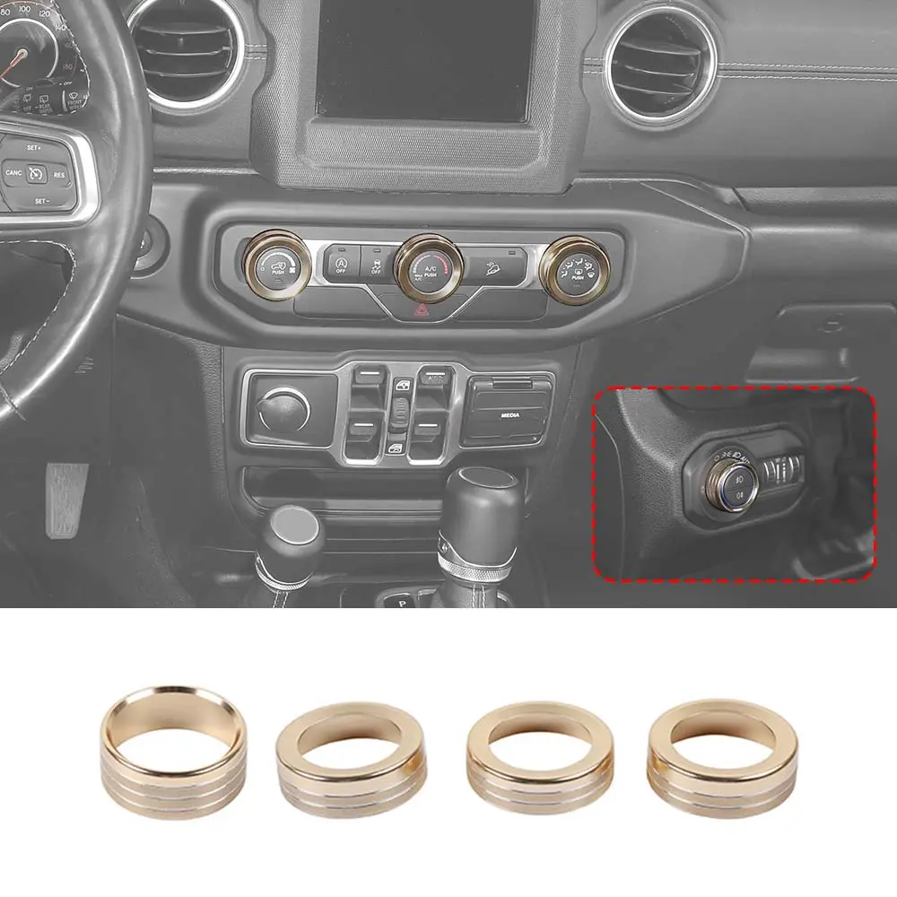 For 2018+ Jeep Wrangler JL JLU & Gladiator JT Climate Control A/C & Headlight Switch Knob Trim – Aluminum Alloy Accent Rings Style A/B/C - Image 28