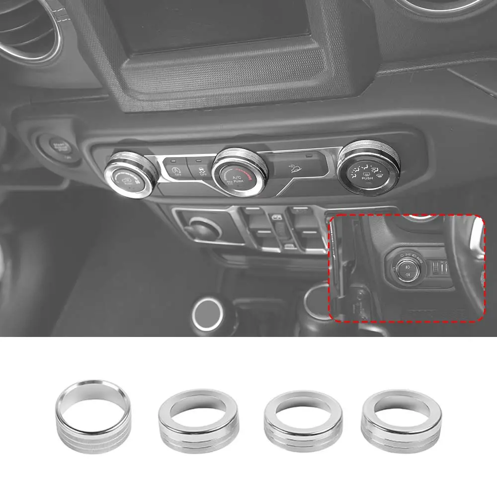 For 2018+ Jeep Wrangler JL JLU & Gladiator JT Climate Control A/C & Headlight Switch Knob Trim – Aluminum Alloy Accent Rings Style A/B/C - Image 29