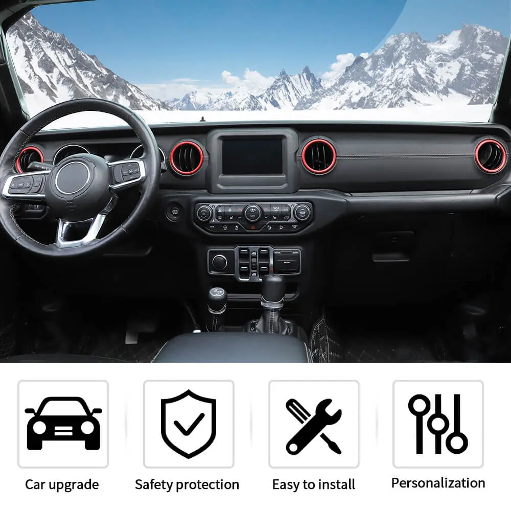 For 2018-2023 Jeep Wrangler JL & Gladiator JT Dashboard Air Conditioning Vents Cover Ring Trim Aluminum Alloy - Image 5