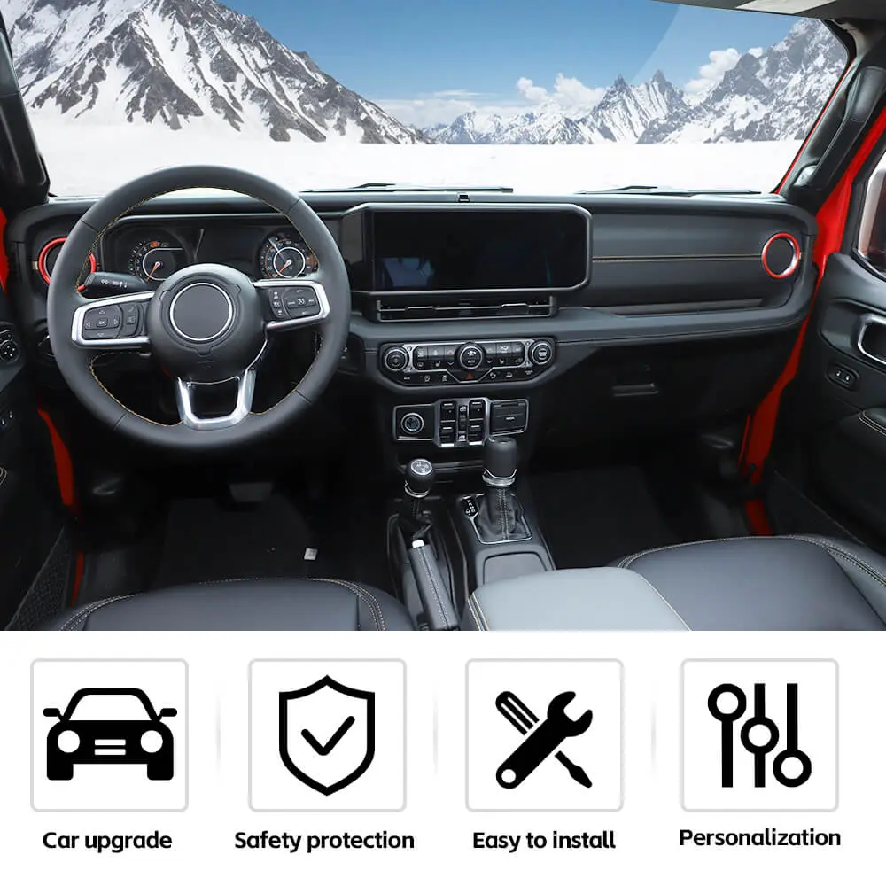 For 2024+ Jeep Wrangler JL & Gladiator JT Dashboard Panel Air Conditioning Vent Trim Ring 2PCS Aluminum Alloy - Image 6