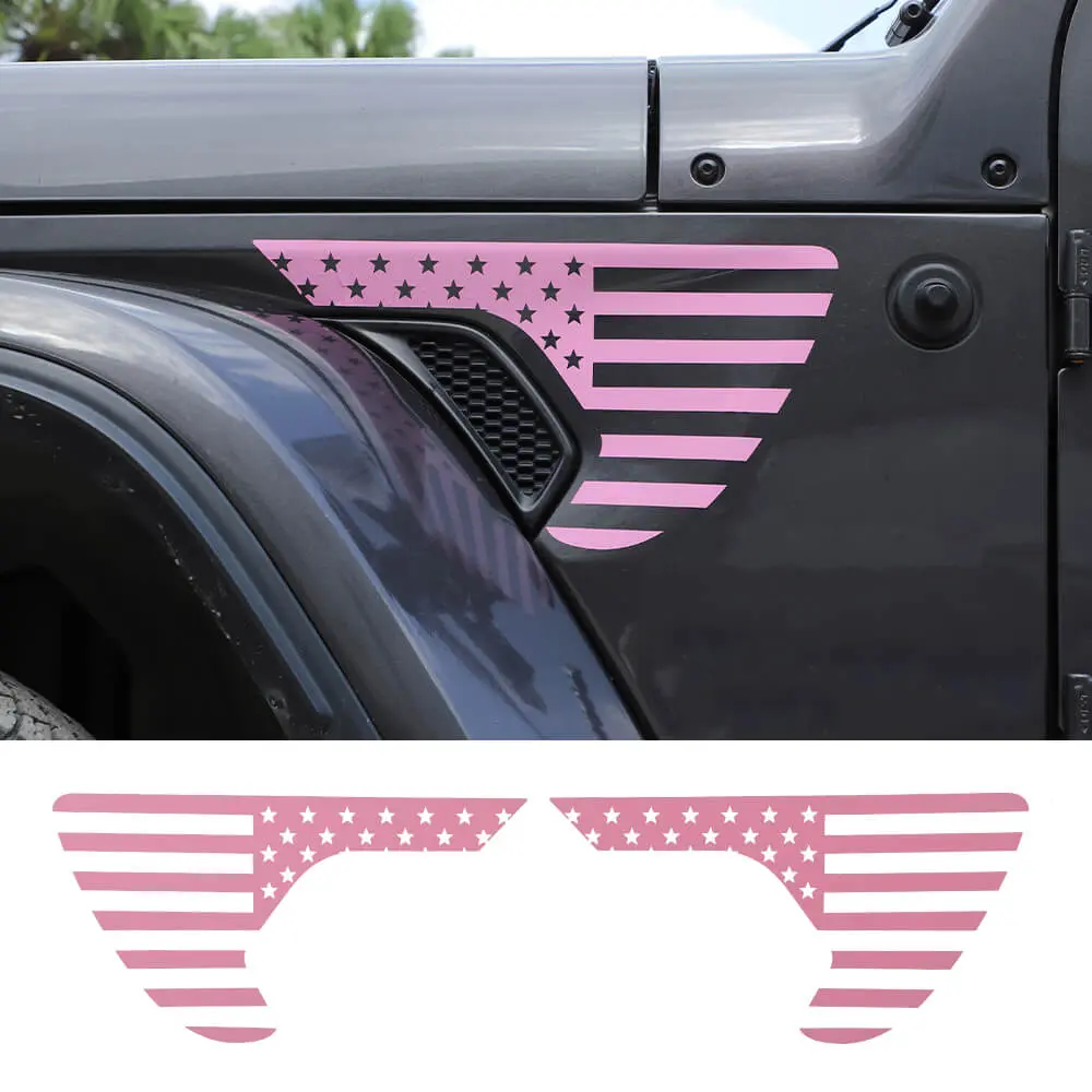 For 2018+ Jeep Wrangler JL & Gladiator JT American Flag Fender Vent Decal Stickers Trim
