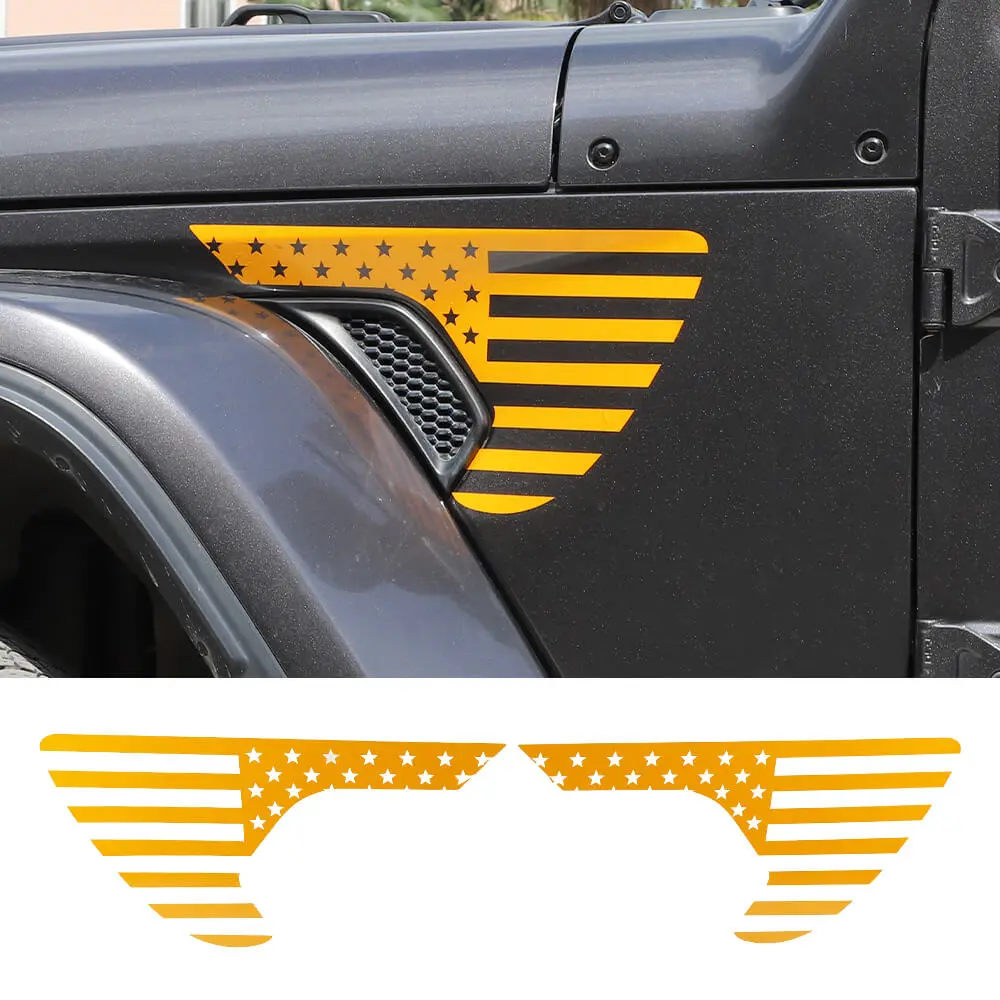 For 2018+ Jeep Wrangler JL & Gladiator JT American Flag Fender Vent Decal Stickers Trim - Image 12