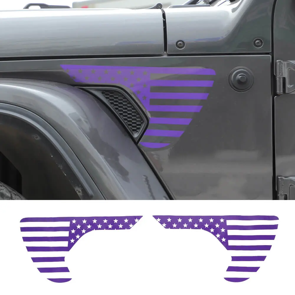 For 2018+ Jeep Wrangler JL & Gladiator JT American Flag Fender Vent Decal Stickers Trim - Image 13
