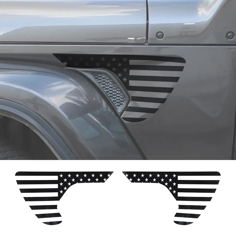 For 2018+ Jeep Wrangler JL & Gladiator JT American Flag Fender Vent Decal Stickers Trim - Image 14