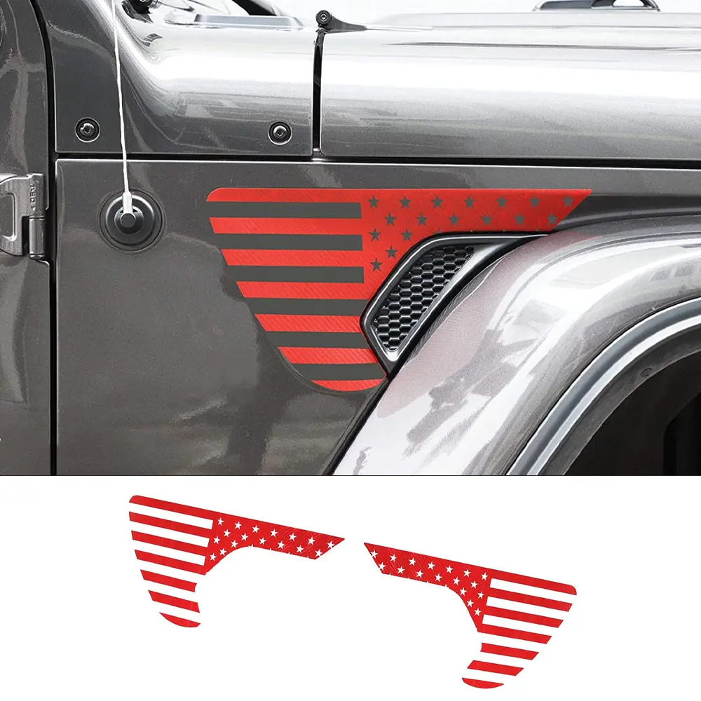 For 2018+ Jeep Wrangler JL & Gladiator JT American Flag Fender Vent Decal Stickers Trim - Image 19